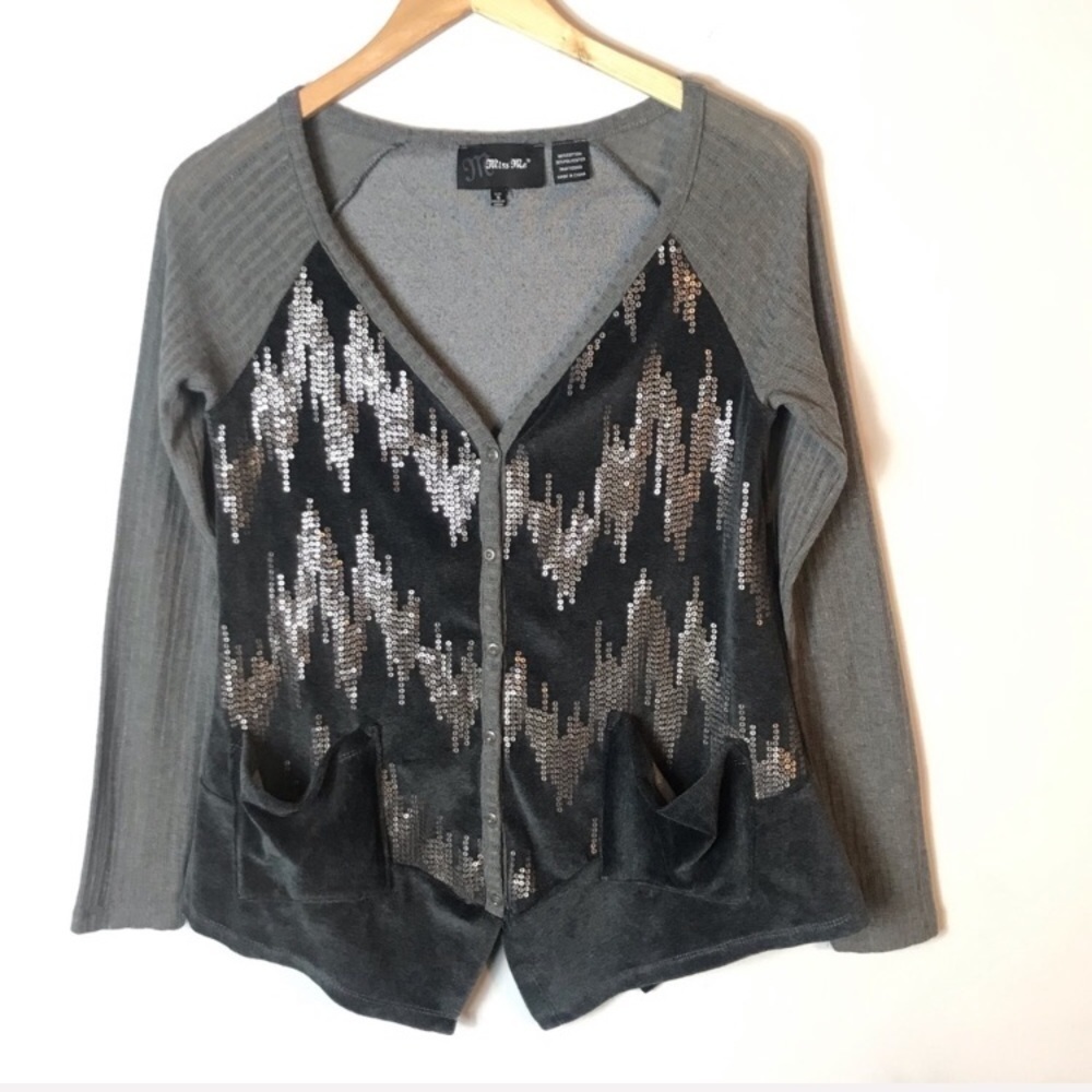 MISS ME Sequin Cardigan